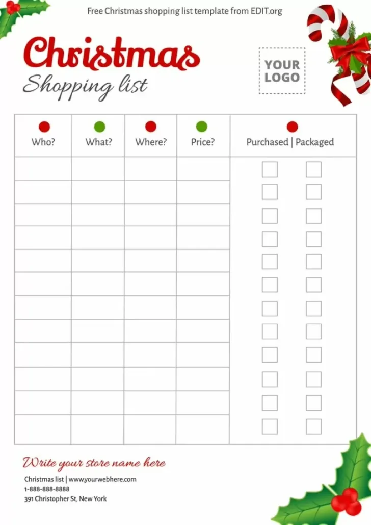 Christmas List Templates Free Download