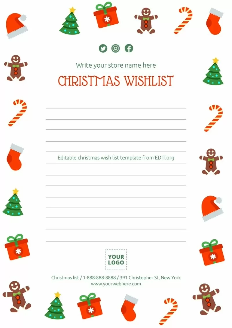 Printable Christmas List Templates For Your Business intended for Christmas List Templates Free Download