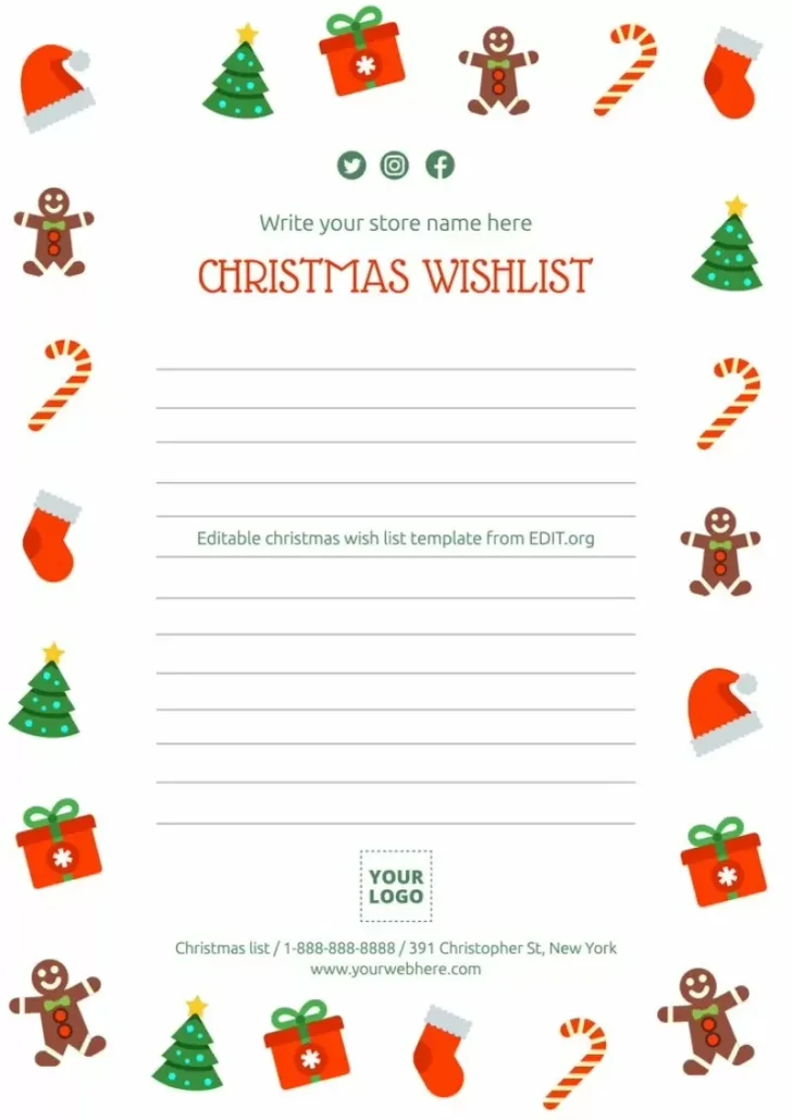 Christmas List Templates Free