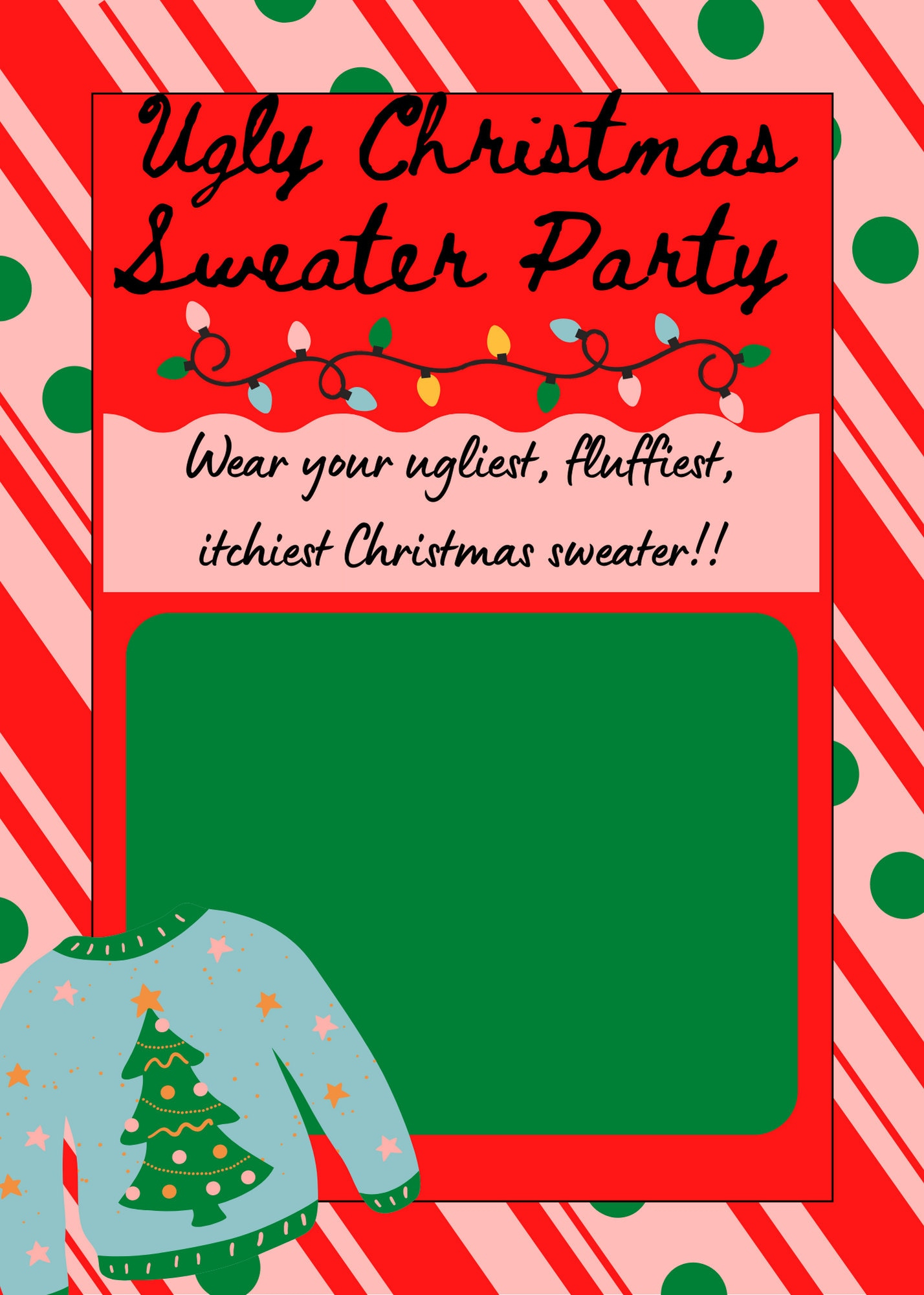 Printable Ugly Christmas Sweater Party Invite Printable, Digital for Ugly Christmas Sweater Invitation Templates