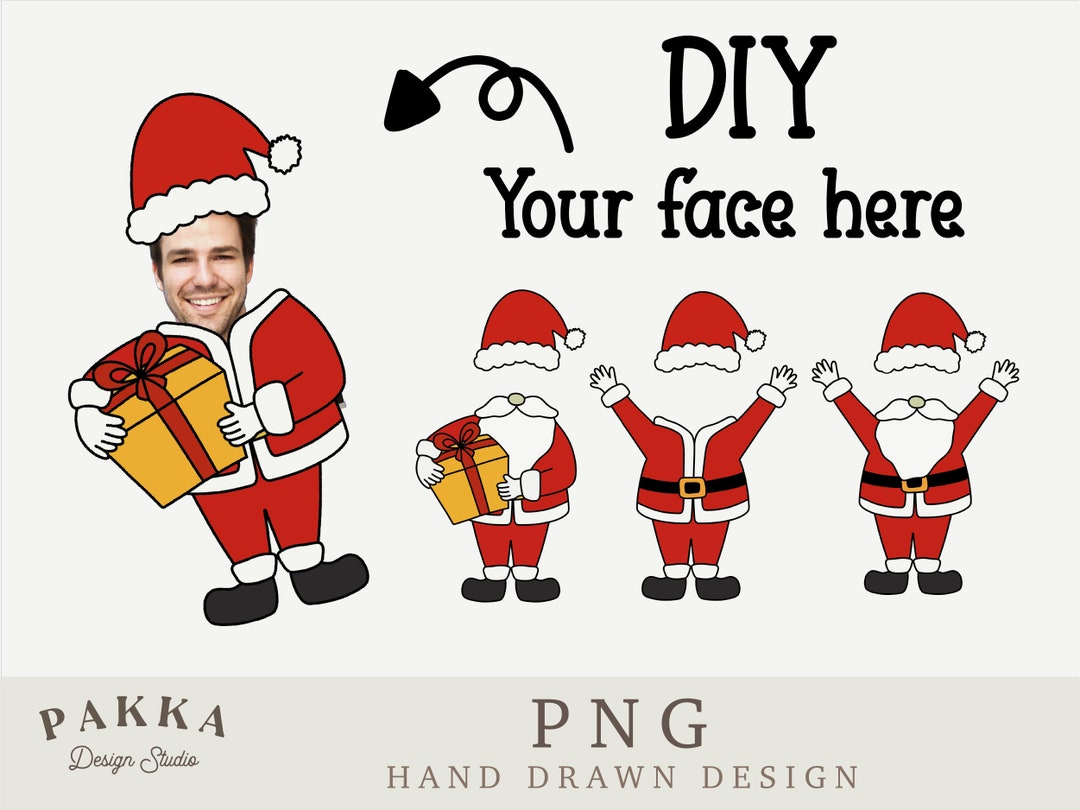 Santa Face Blank Bundle, Add Your Own Photo, Diy Template,Photo with Father Christmas Face Templates