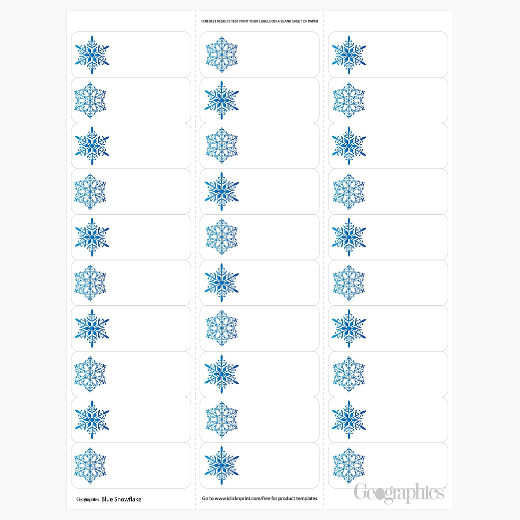 Snowflakes Blue Foil Christmas Mailing Labels, 1&amp;quot;X2.63&amp;quot;, 90/Pack with regard to Address Label Templates Christmas