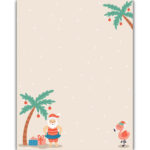 Tropical Santa Holiday Letterhead [2020109] : Designer Papers For Christmas Holiday Stationery Templates