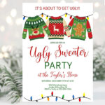 Ugly Sweater Christmas Party Invitation Template Christmas Holiday For Ugly Christmas Sweater Invitation Templates