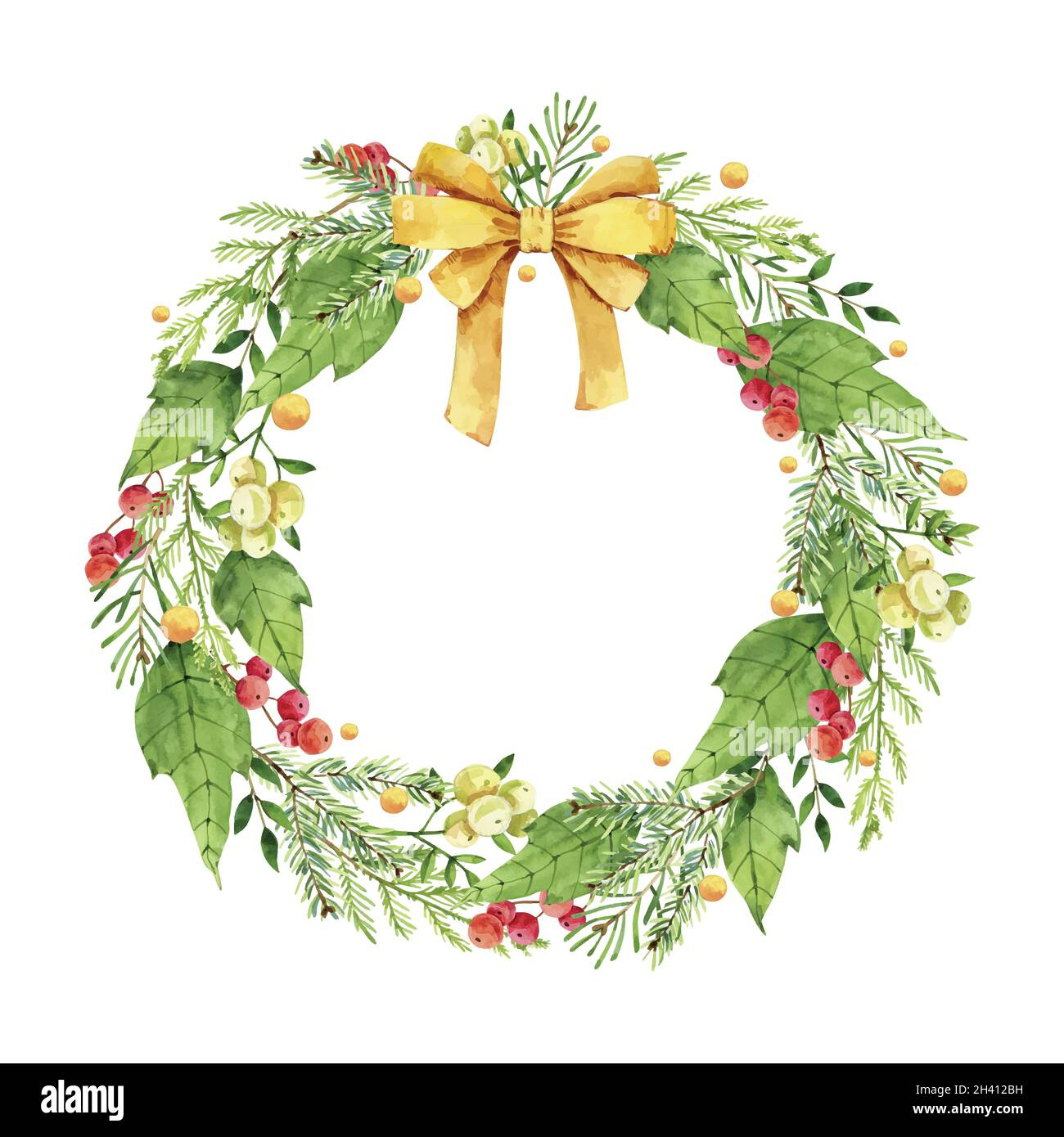 Watercolor Christmas Wreath Template Vector Design Illustration with regard to Christmas Wreath Templates