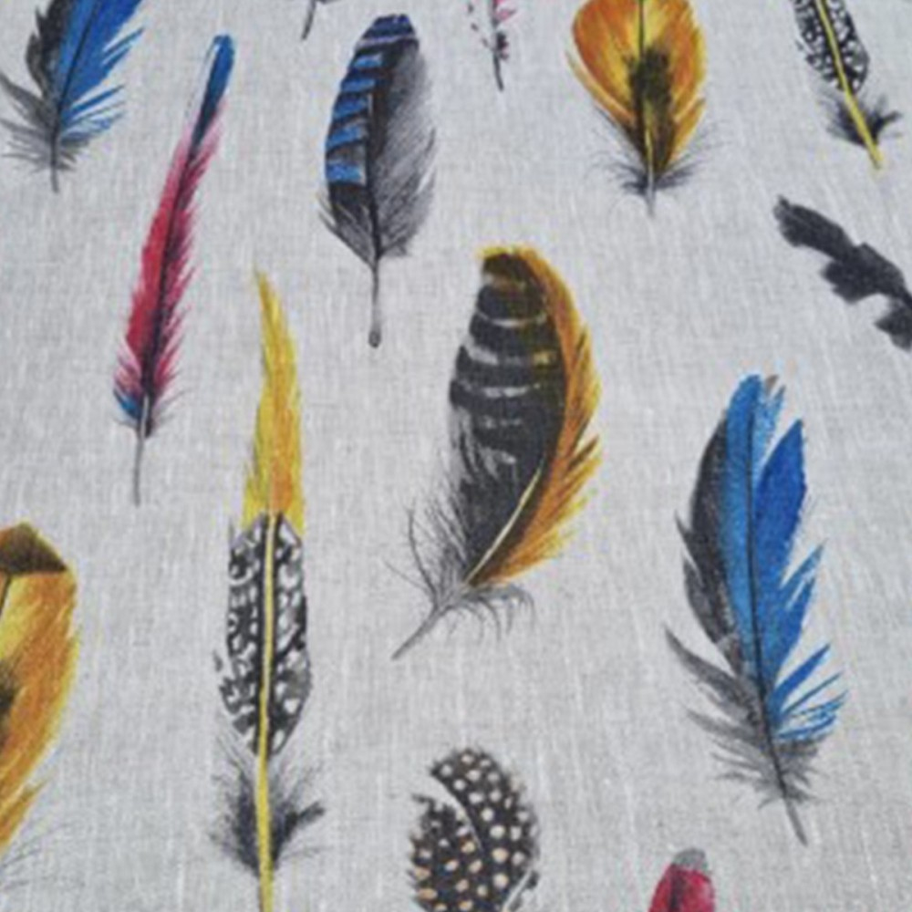 100% Linen Canvas Fabric With Feather Pattern For Curtains within Fabric Feather Template