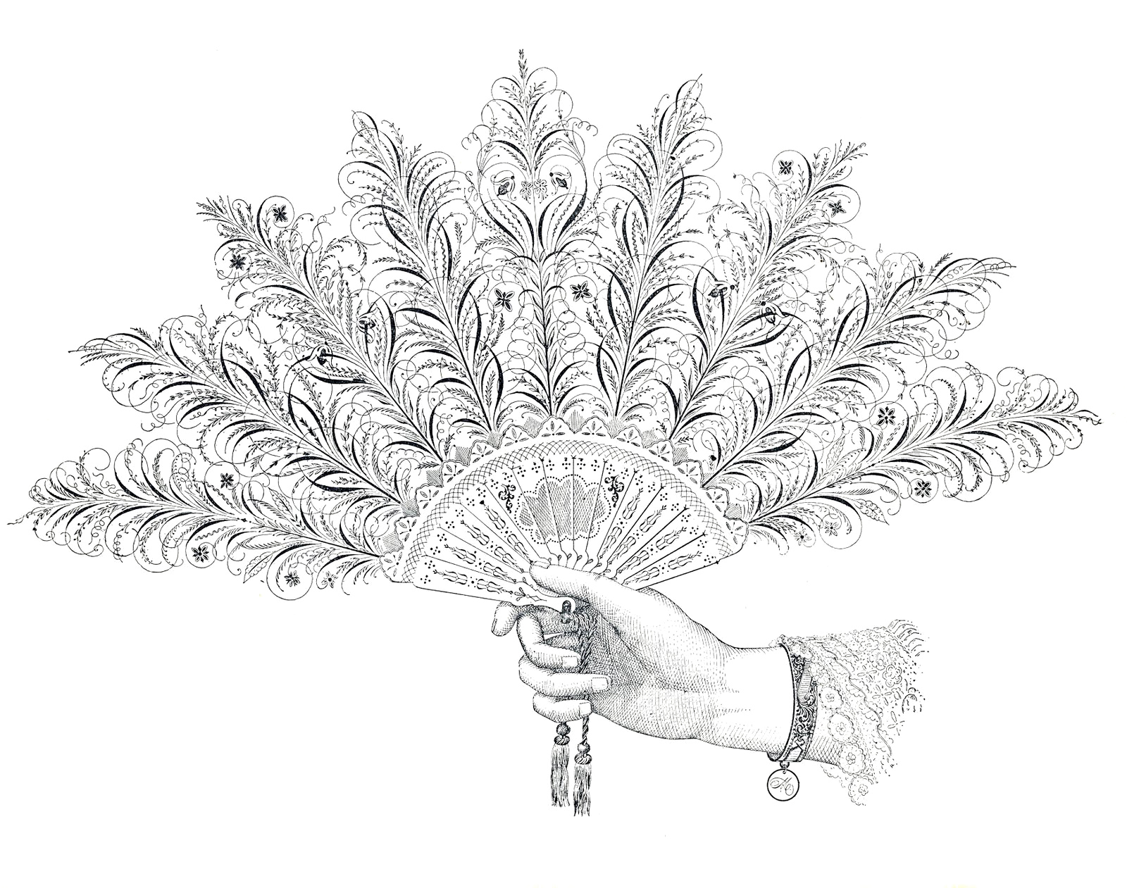 17 Victorian Hand Fan Images! - The Graphics Fairy for Victorian Feather Template