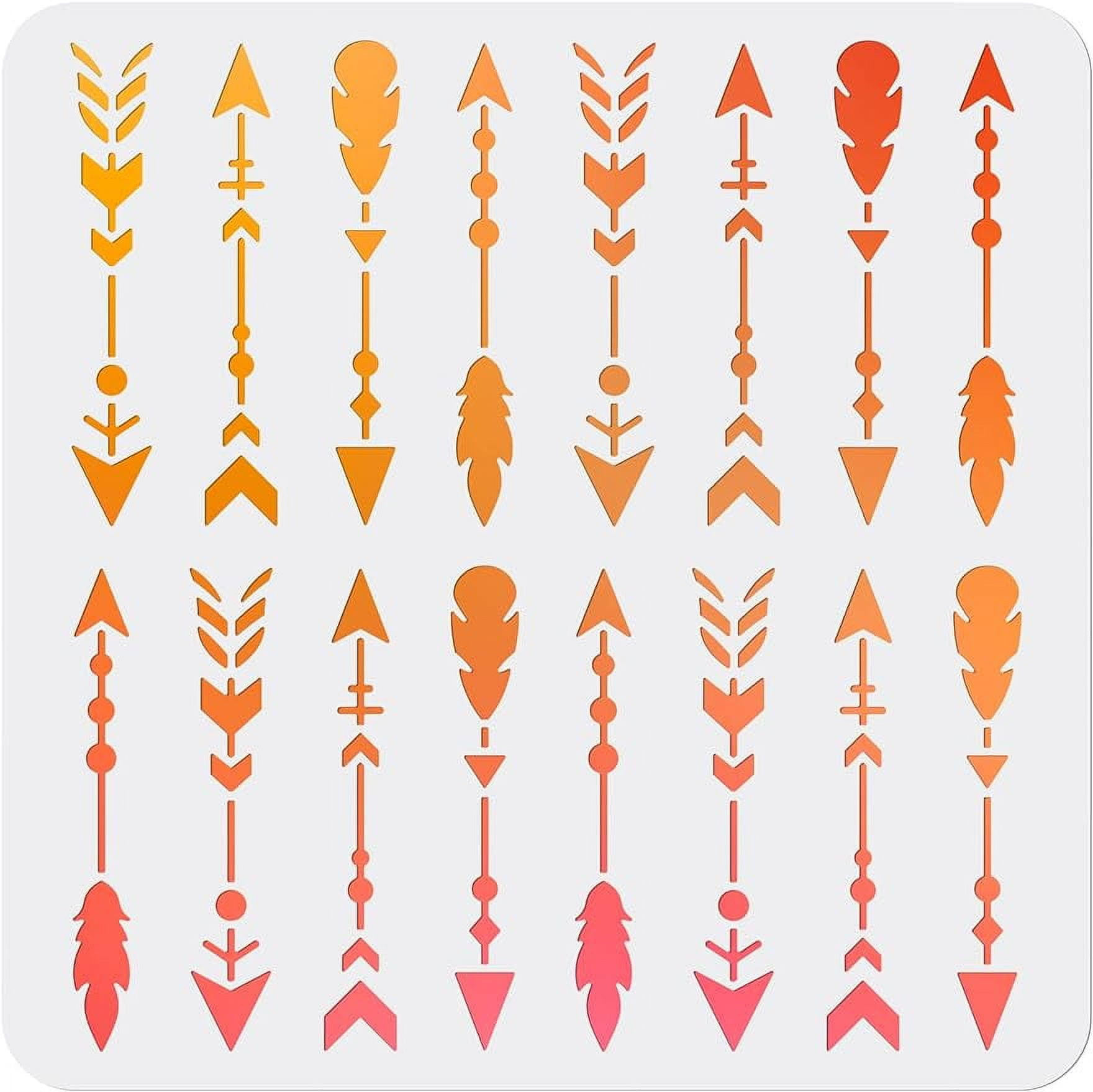1Pc 16 Arrows Stencil Feather Arrow Stencil Directional Arrow Sign inside Arrow Feather Template