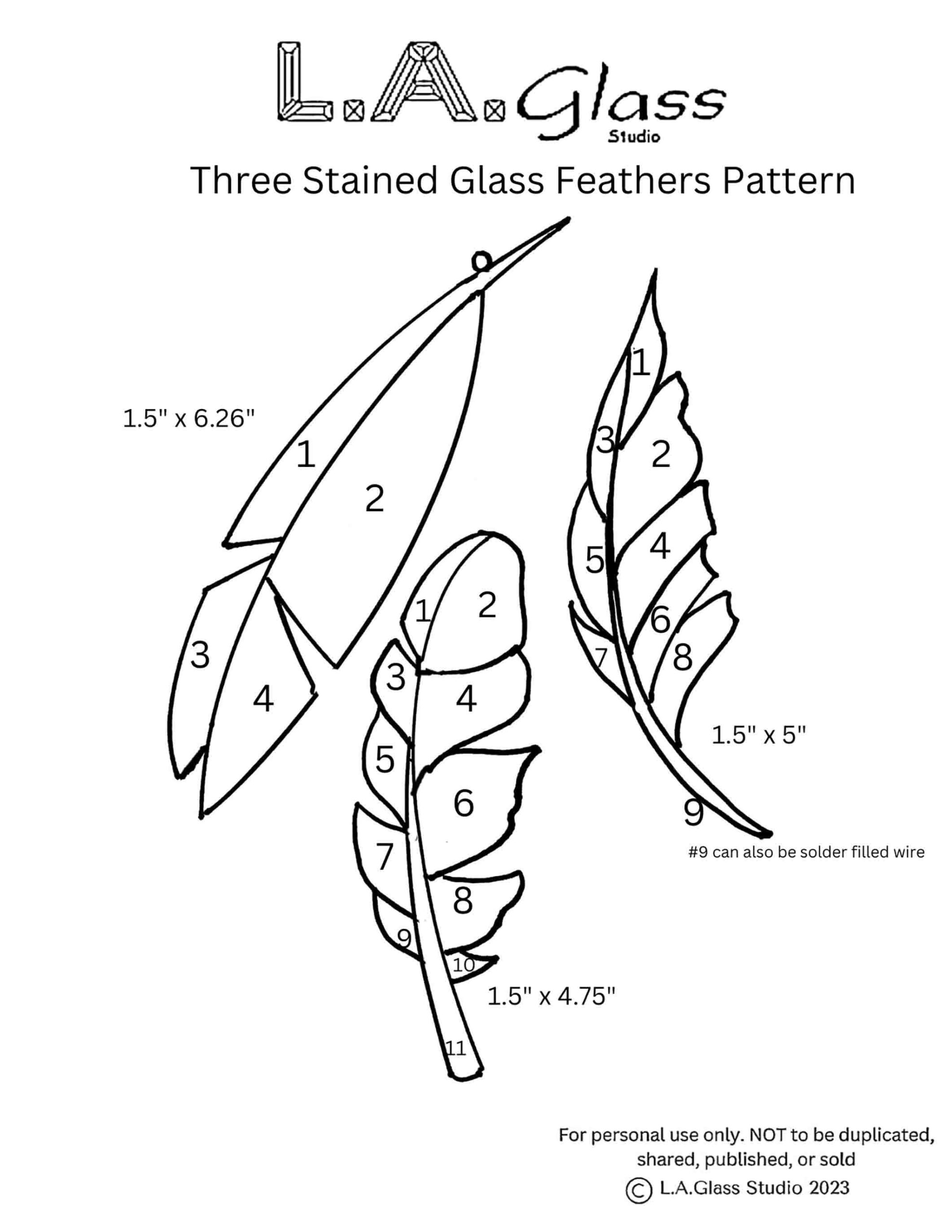 3 Stained Glass Feathers Pattern, -Instant Download Pdf, Digital throughout Stained Glass Feather Template