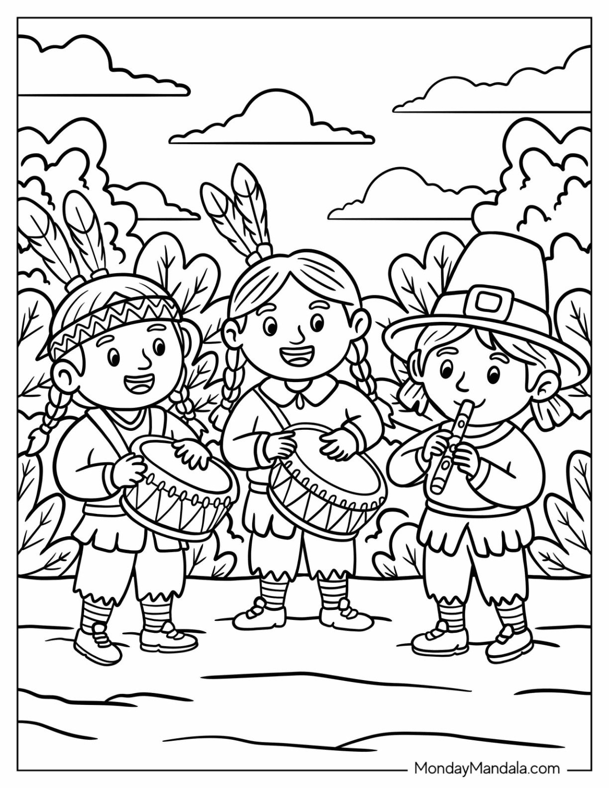 37 Pilgrim Coloring Pages (Free Pdf Printables) within Free Pilgrim And Indian Turkey Template