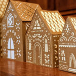 3D Paper Gingerbread House Village Svg: Christmas Town Decor With Gingerbread House Village Template
