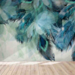 3D Watercolor Feather Pattern Wall Mural Wallpaper Lqh 311 | Fruugo Uk For Feather Template For Mural