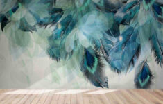 3D Watercolor Feather Pattern Wall Mural Wallpaper Lqh 311 | Fruugo Uk for Feather Template For Mural