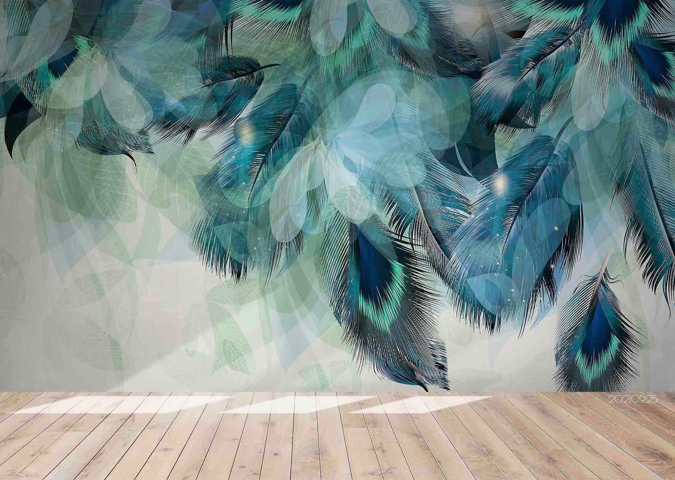 3D Watercolor Feather Pattern Wall Mural Wallpaper Lqh 311 | Fruugo Uk for Feather Template For Mural
