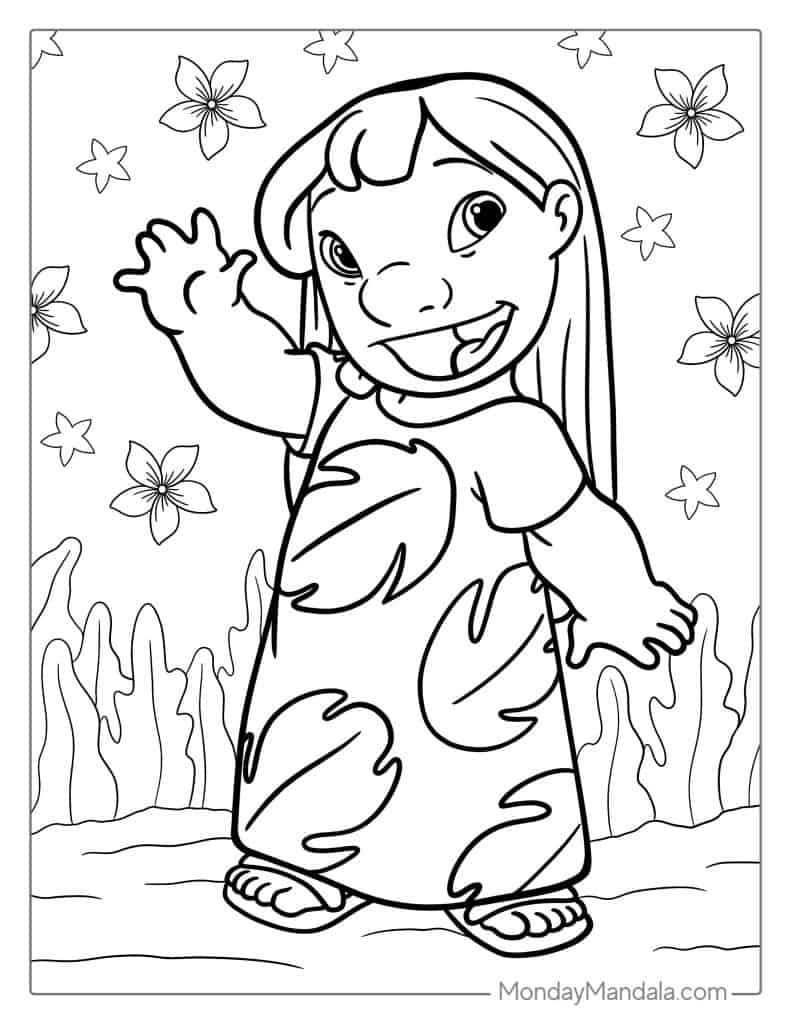 42 Lilo & Stitch Coloring Pages (Free Pdf Printables) inside Printable Lilo Feather Template