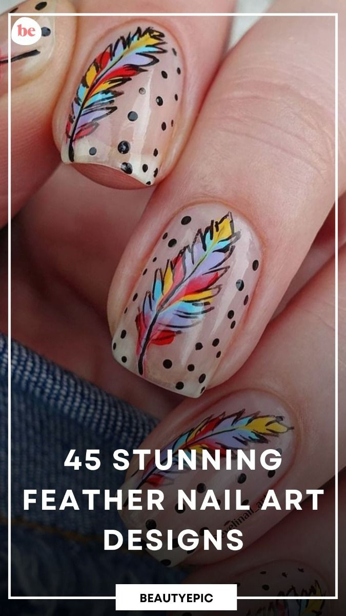 45 Stunning Feather Nail Art Designs That Look Amazing for Feather Nail Art Template