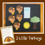 5 Little Turkeys Felt Set, Education Felt, Felt Story, Flannel In Five Little Turkeys Template