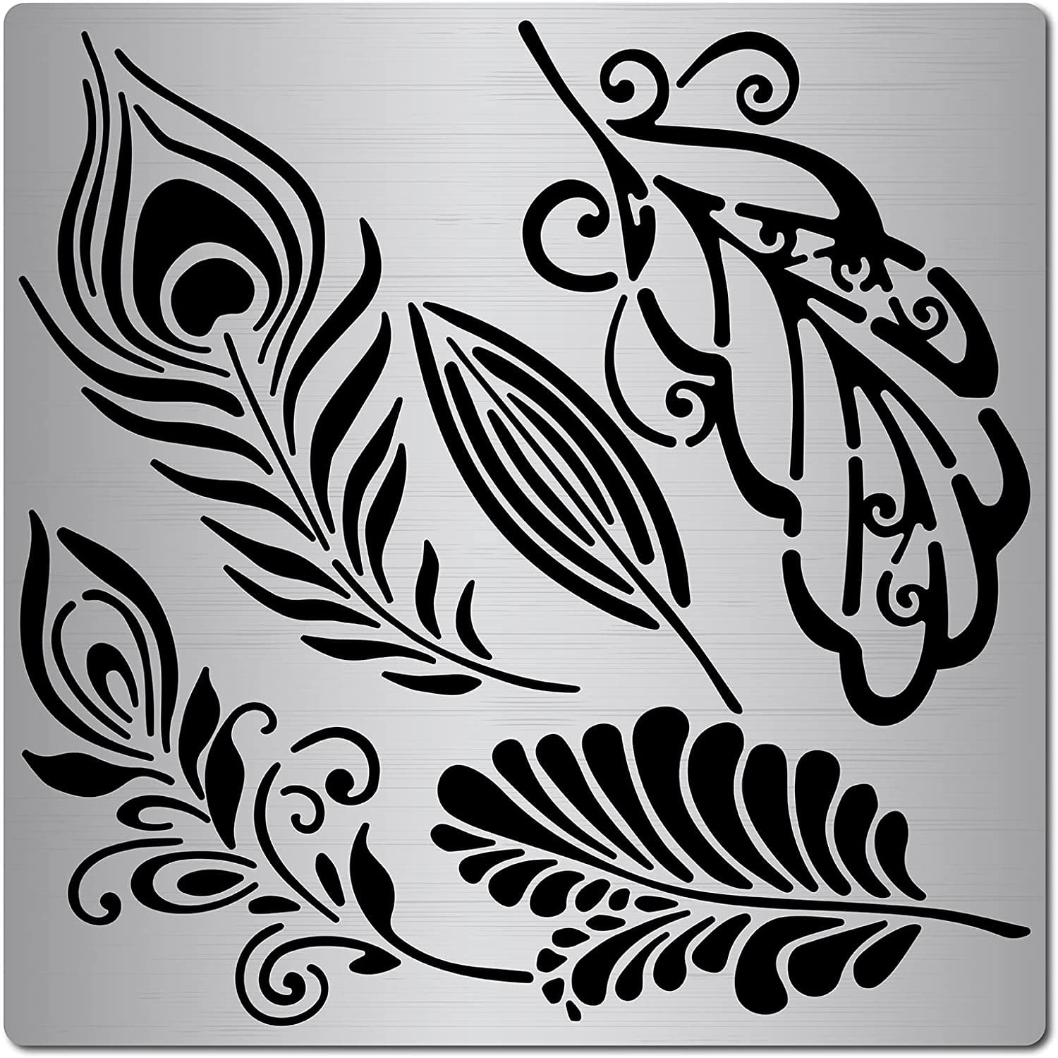 6.3 Inch Metal Feather Stencil Decorative Mandala Stencils within 6 Inch Feather Template