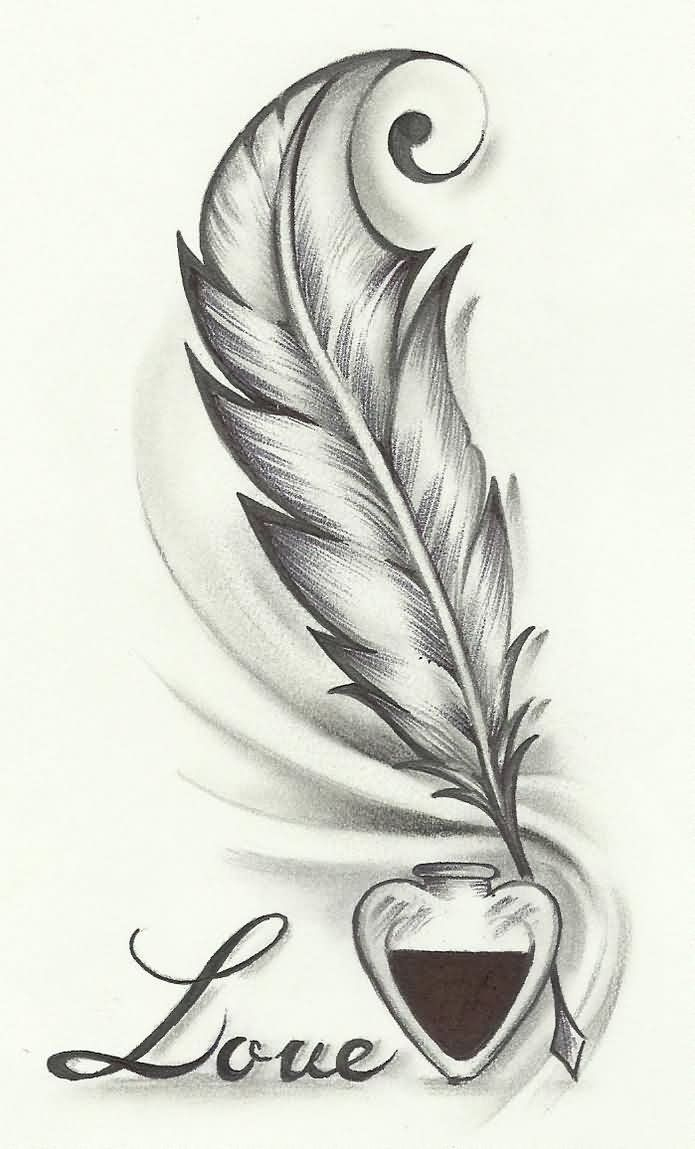 Feather Tattoo Template