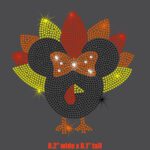 8.2" Minnie Mouse Turkey Iron On Rhinestone Transfer Applique Bling  Thanksgiving Patch Regarding Minnie Mouse Turkey Disguise Template