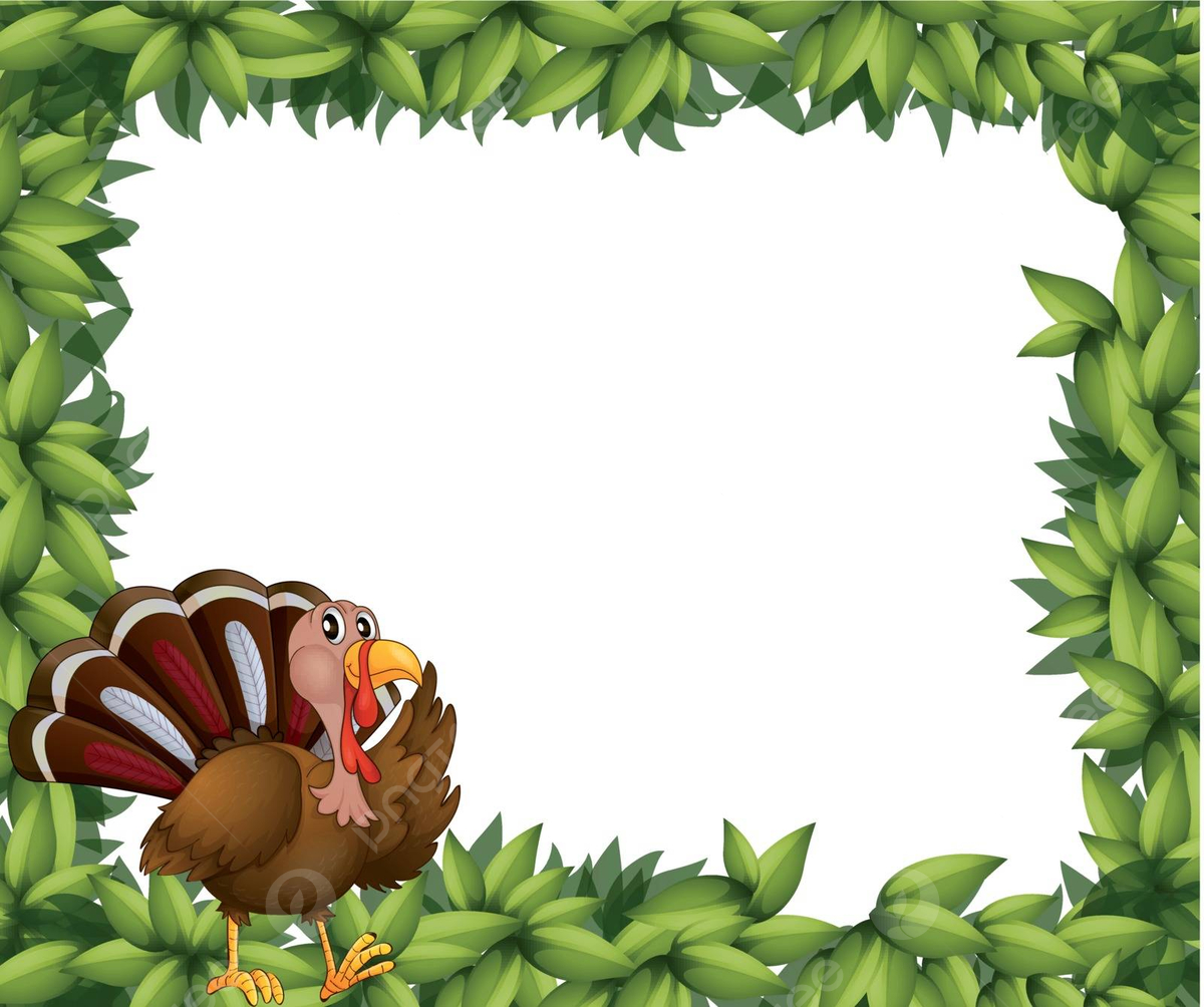A Green Frame Border With A Turkey Bird Clipart Clip Art Vector in Free Turkey Border Templates