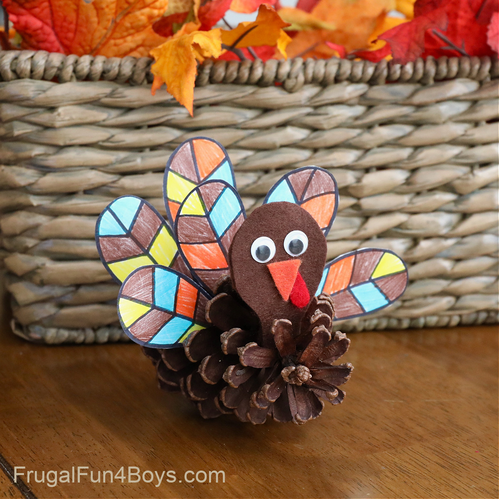 Adorable Pine Cone Turkeys - Frugal Fun For Boys And Girls inside Turkey Pinecone Craft Template