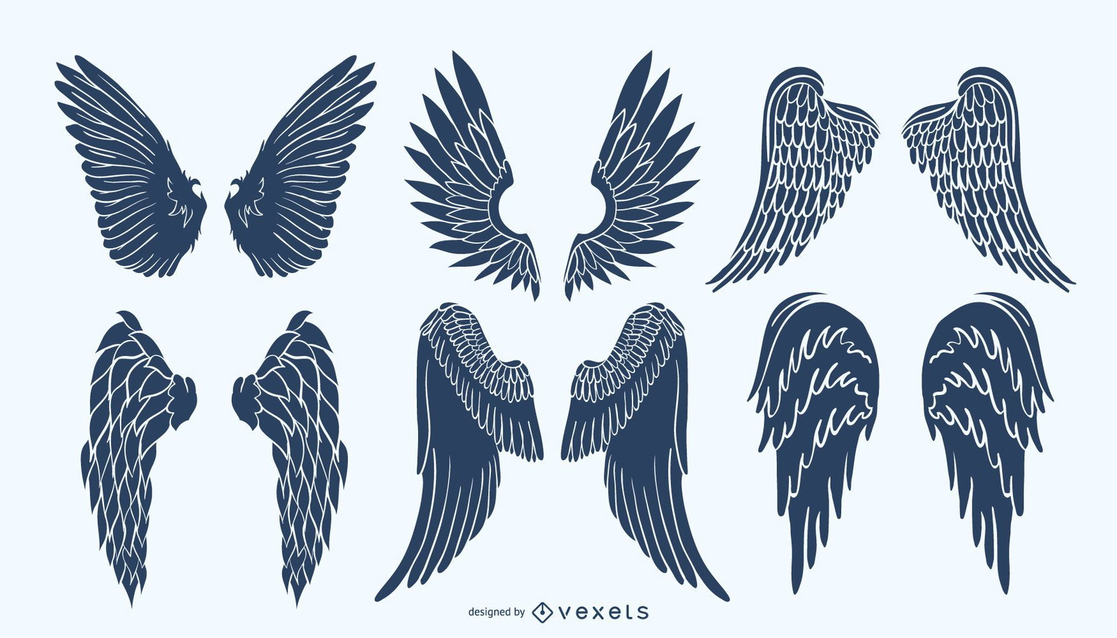 Angel Wings Silhouette Pack Vector Download for Angel Feather Template