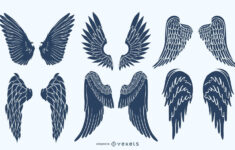 Angel Wings Silhouette Pack Vector Download pertaining to Angel Wing Feather Template