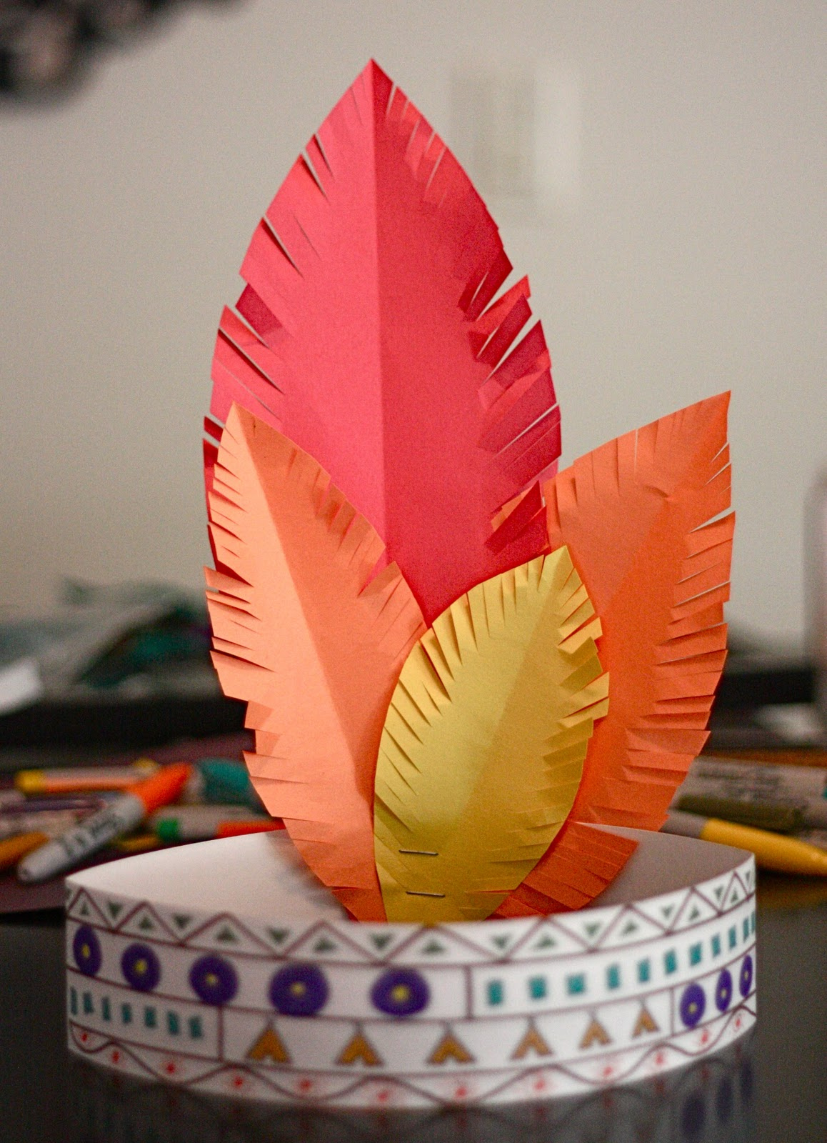 Ankle Biter Art: Thanksgiving Hats for Construction Paper Indian Hat Feather Template