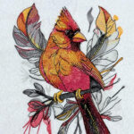 Autumn Feather Cardinal Embroidery Design   Instant Download Regarding Cardinal Feather Template