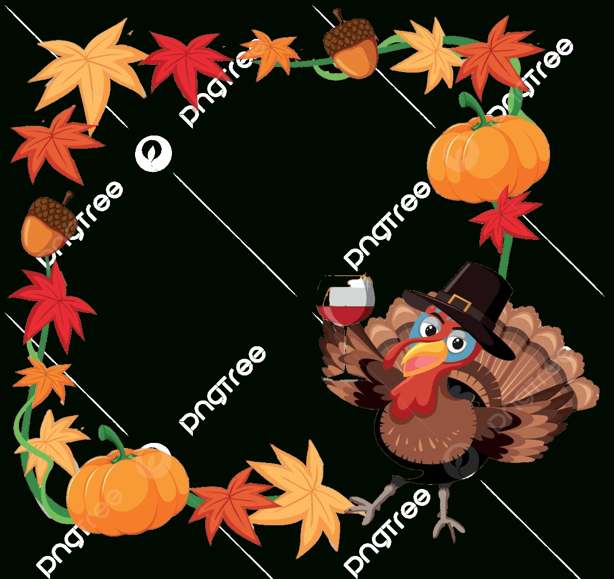 Autumn Turkey Border Template Illustration Clipart Poster Vector intended for Free Turkey Border Templates