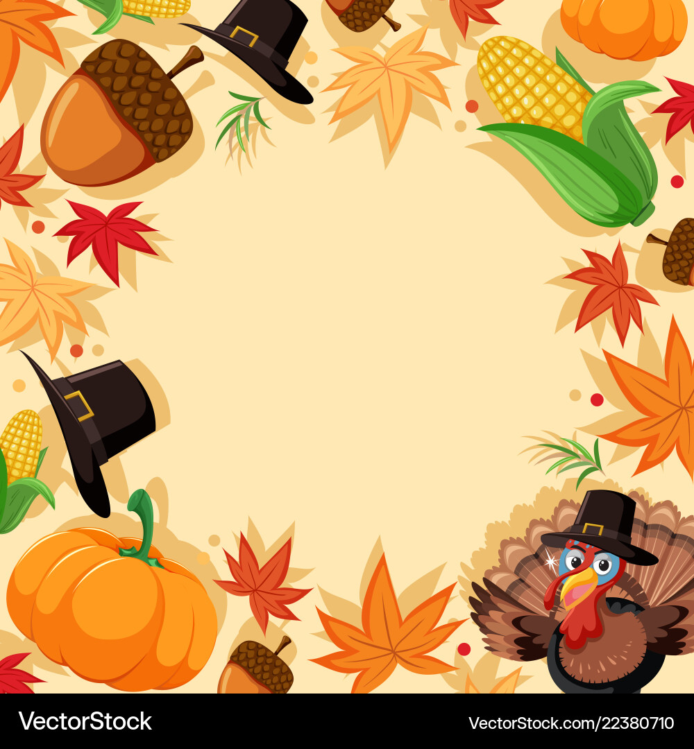 Autumn Turkey Border Template Royalty Free Vector Image inside Free Turkey Border Templates