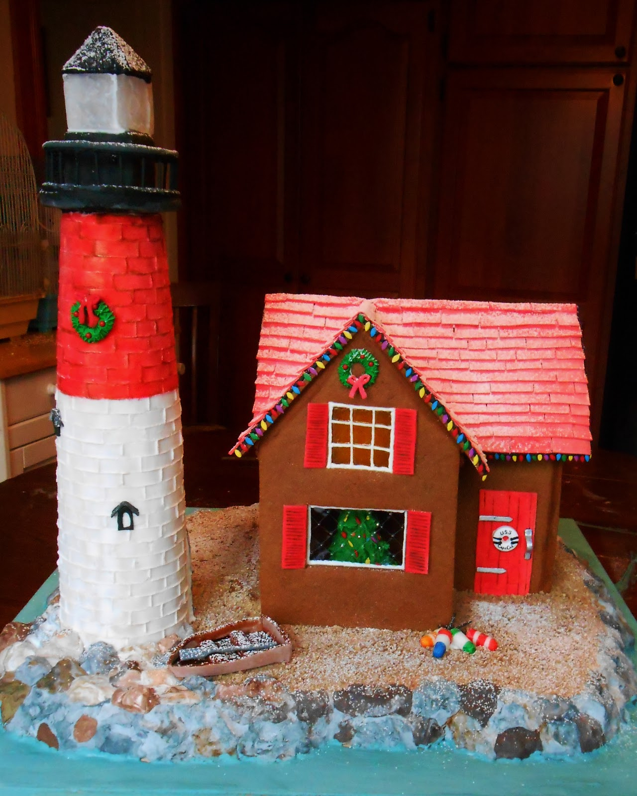 Baking Outside The Box: Gingerbread Lighthouse intended for Lighthouse Gingerbread House Template