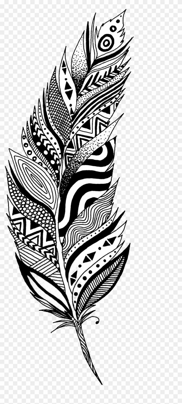 Black And White Feather Tattoo Design - Black And White Feather inside Feather Template Black and White