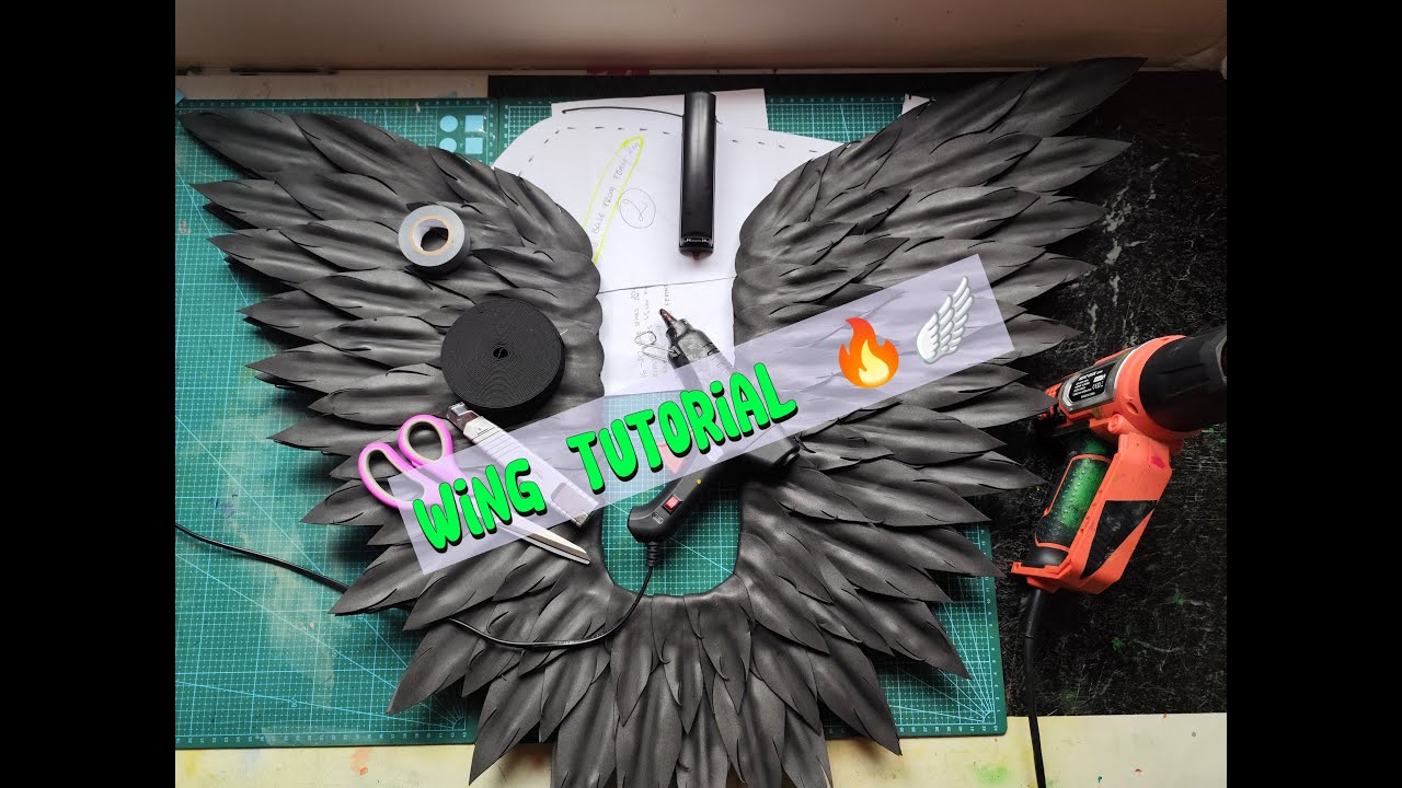 Black Angel Wings Tutorial - Link For Templates In Description in Craft Foam Feather Template