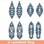 Boho Feather Earring Svg: Faux Leather Template (Digital Download With Regard To Faux Leather Feather Earring Template