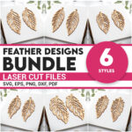 Boho Feather Shape Wood Bundle Earring Svg Laser Cut File Women Regarding Feather Leaf Earring Template