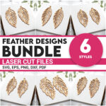 Boho Feather Shape Wood Bundle Earring Svg Laser Cut File Women Throughout Laser Cut Feather Earrings Template