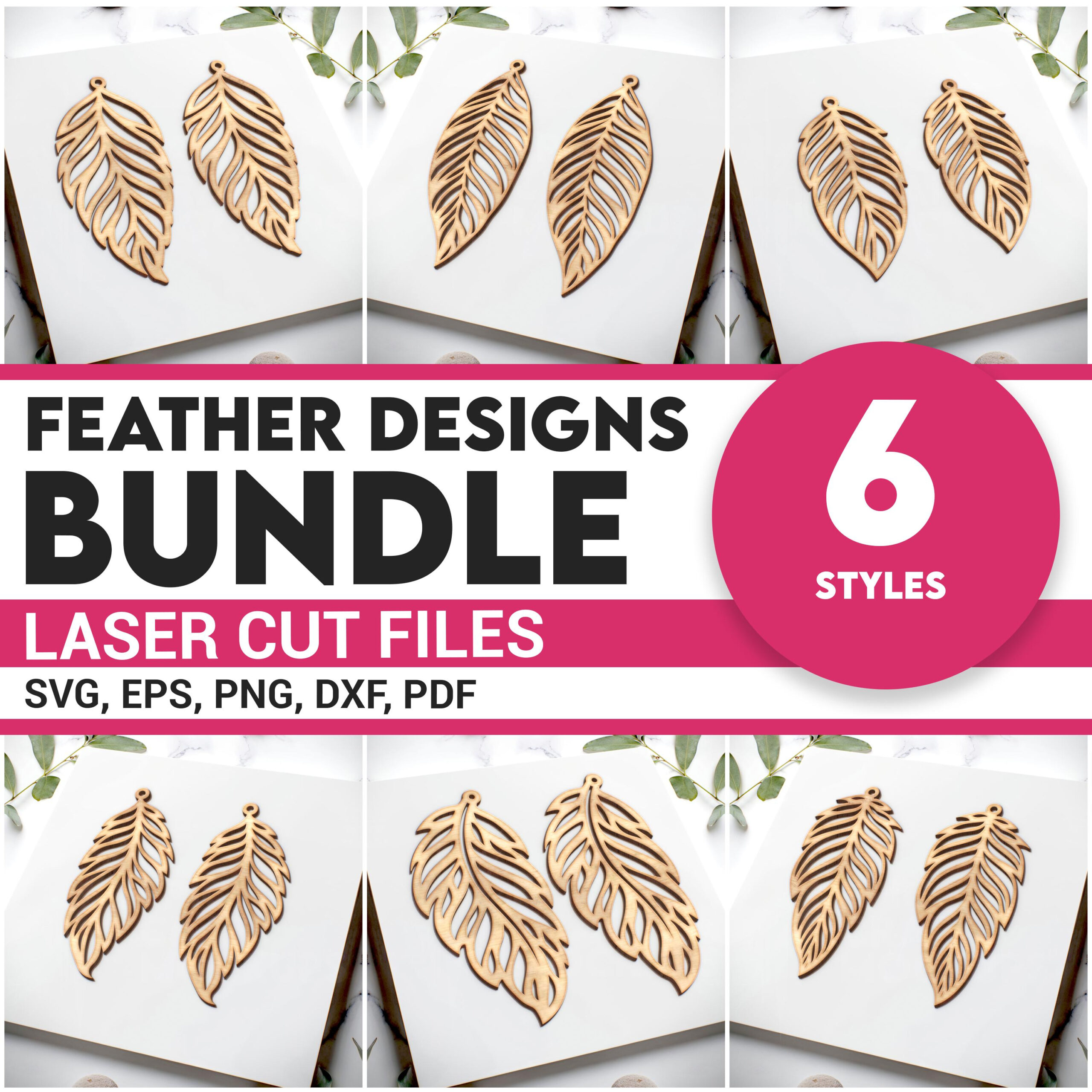 Boho Feather Shape Wood Bundle Earring Svg Laser Cut File Women throughout Laser Cut Feather Earrings Template