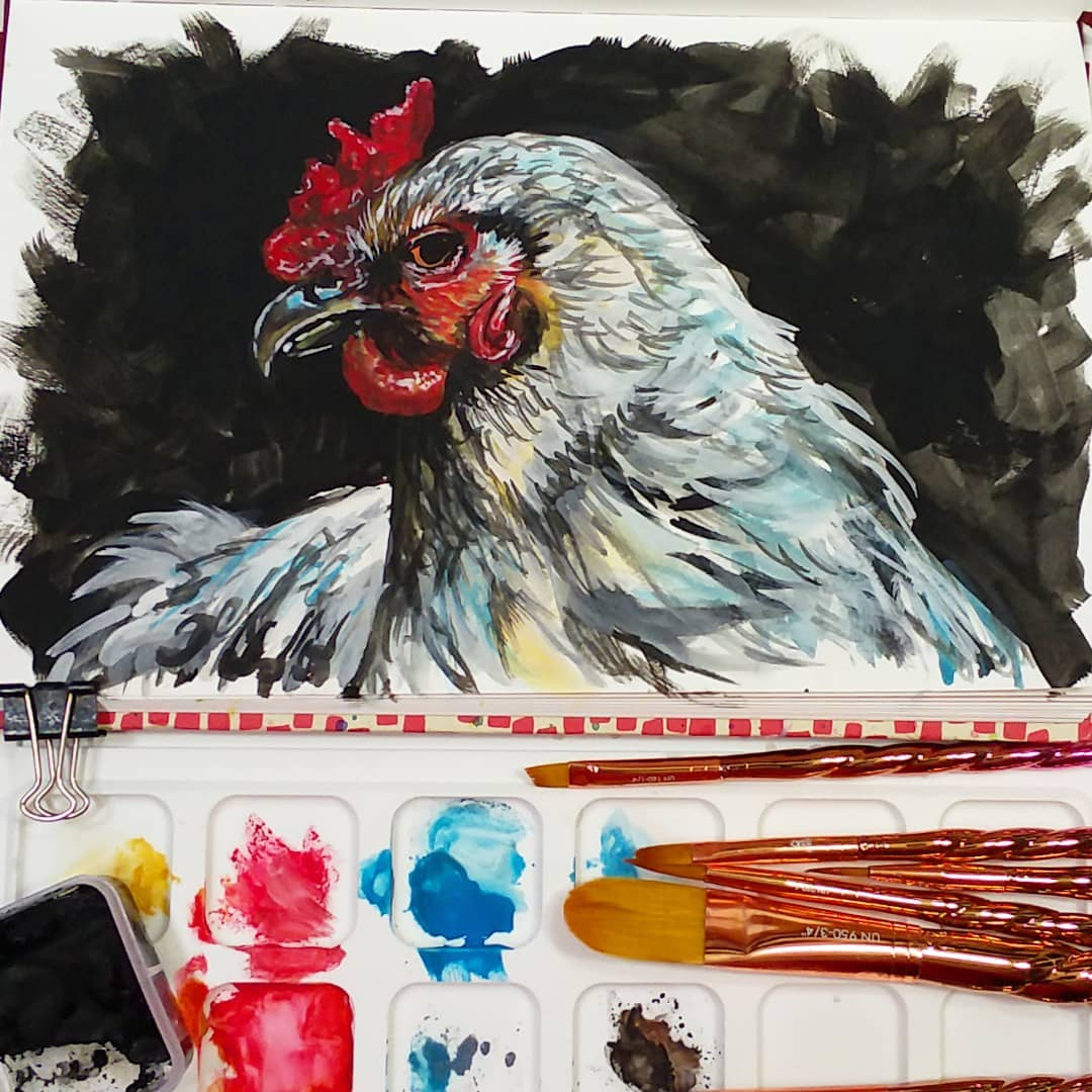 Brush Set Giveaway! Chicken Sketchbook Sunday & Tips For Working regarding Lea Griffiths Paper Feather Template