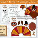 Build A Turkey Craft For Kids, Thankful Turkey, Printable With Thanksgiving Turkey Template