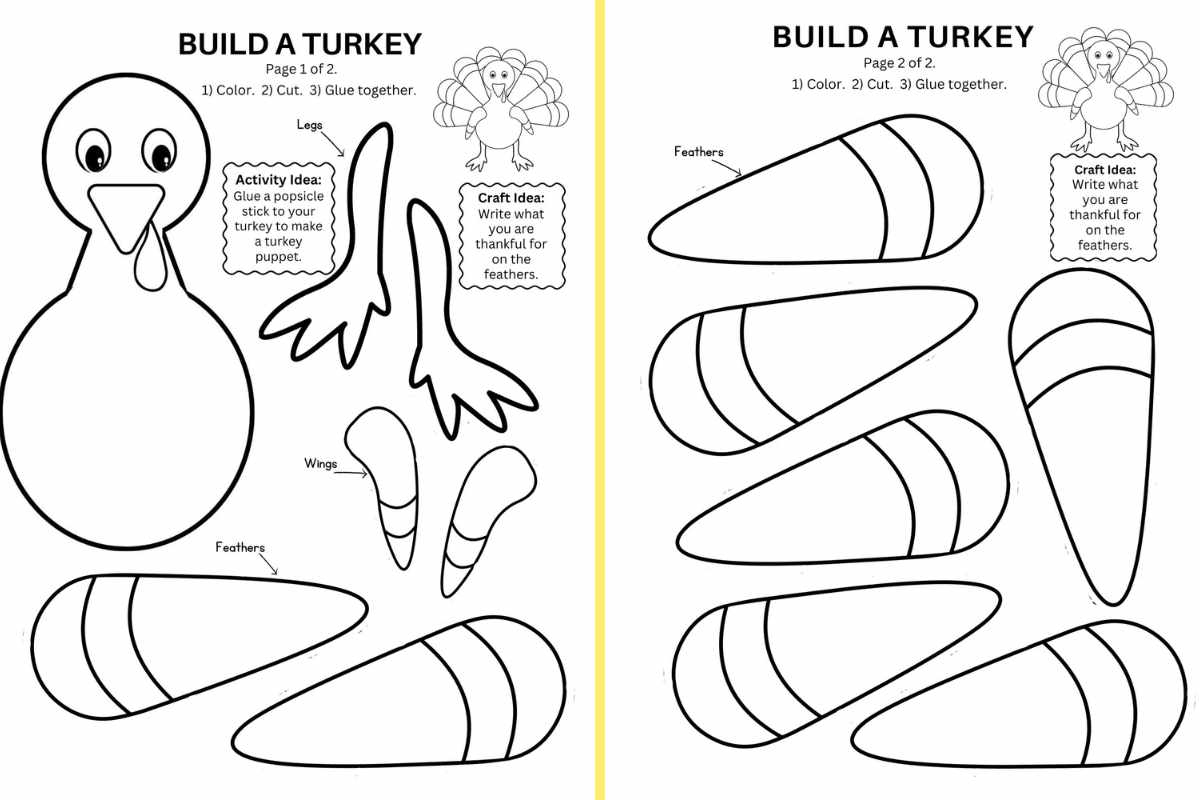Build A Turkey Craft: Free Printable | Craft Corner Diy inside Turkey Body Parts Template