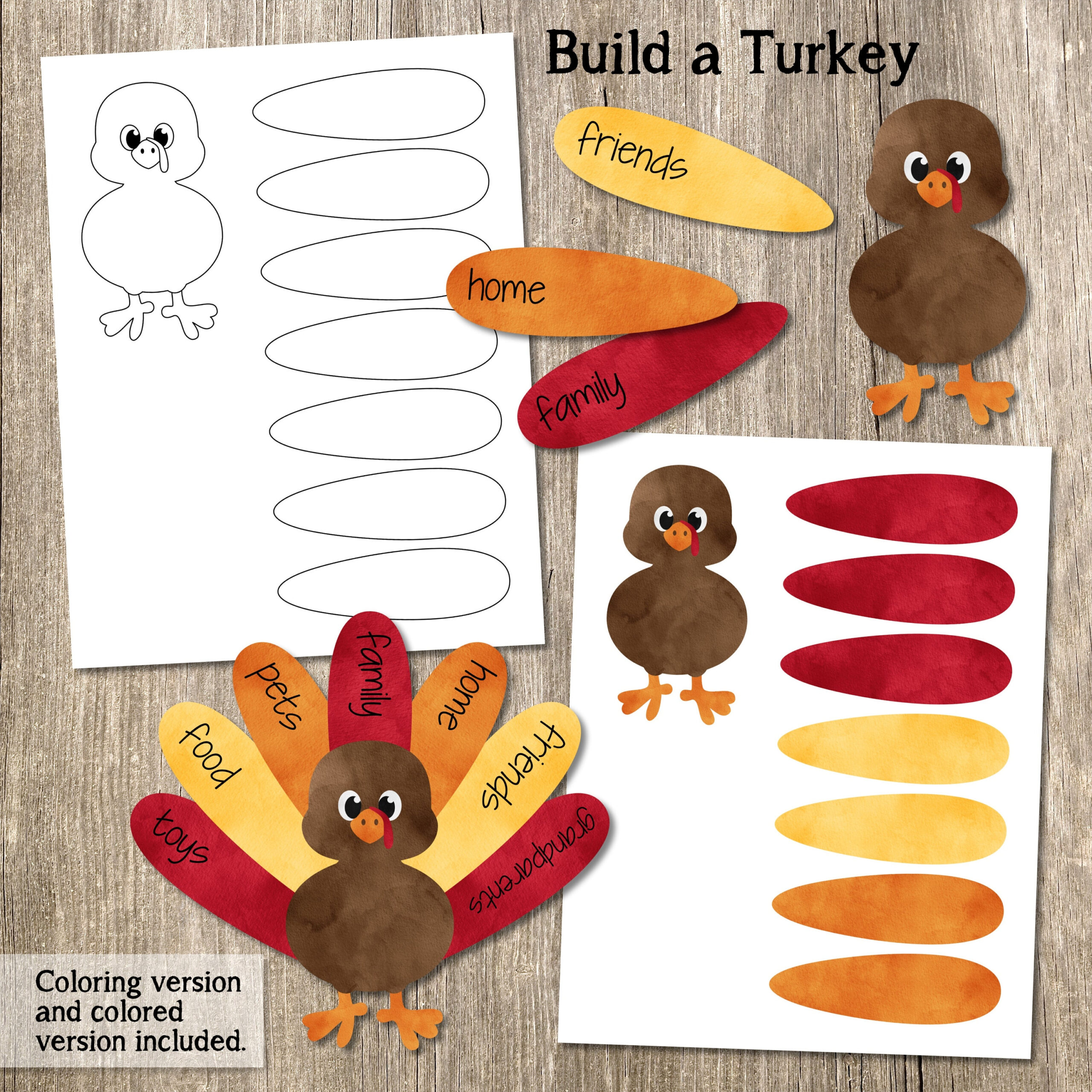 Build A Turkey Kid'S Craft, Printable Thanksgiving Craft, Printable Turkey Craft, Thanksgiving Printable, Thanksgiving Activity, Printable throughout Build A Turkey Template