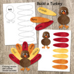 Build A Turkey Kid'S Craft, Printable Thanksgiving Craft, Printable Turkey  Craft, Thanksgiving Printable, Thanksgiving Activity, Printable With Regard To Thankful Turkey Craft Template