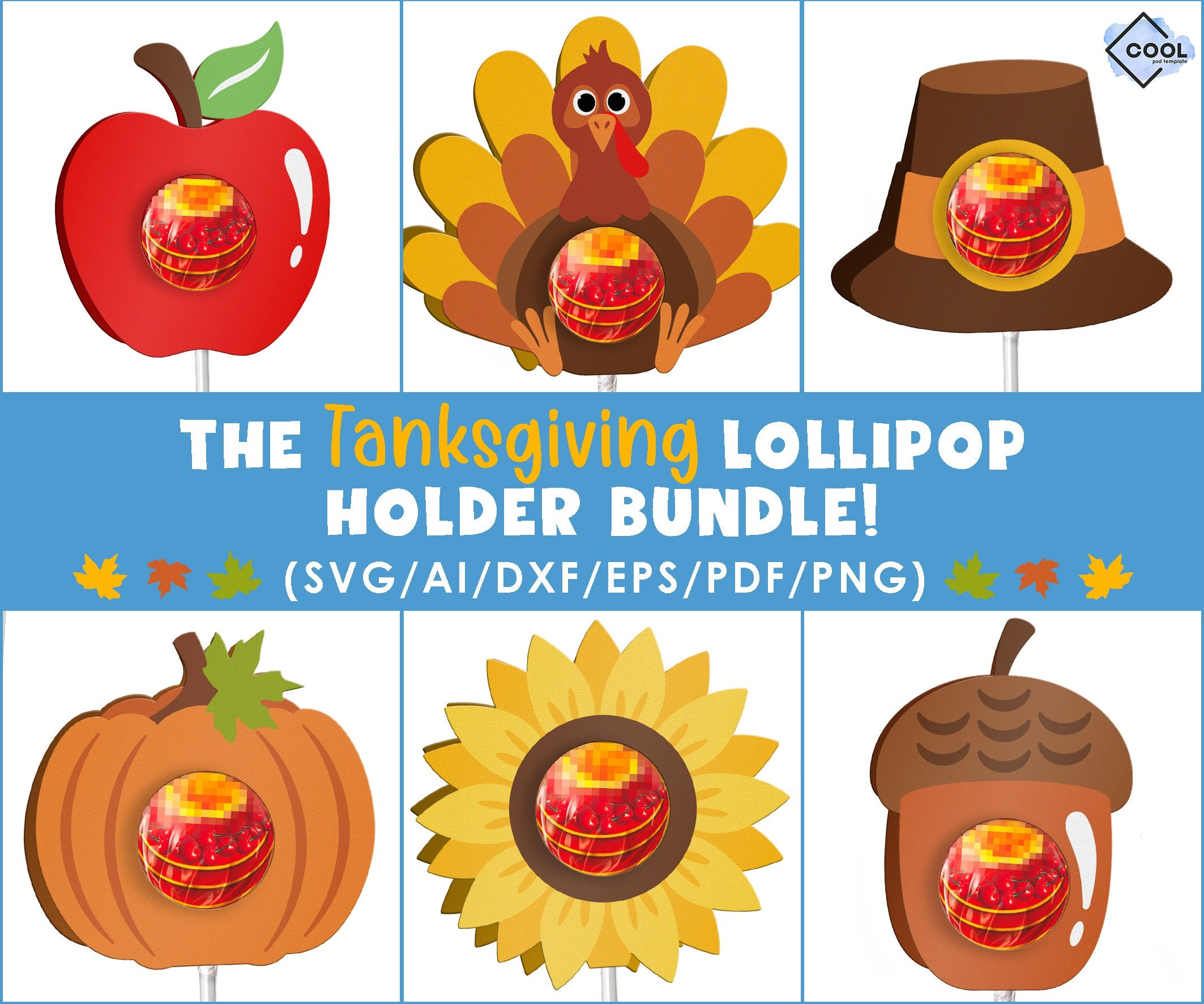 Bundle, Lollipop Holder Svg, Thanksgiving Favors, For Kids, For inside Turkey Lollipop Holder Template
