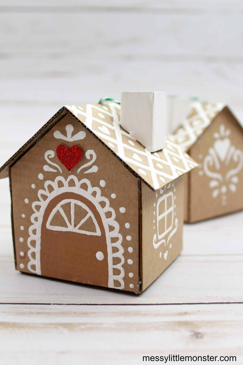 Cardboard Gingerbread House Ornament - Messy Little Monster pertaining to 2D Gingerbread House Template
