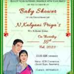 Caricature Style Baby Shower Invitation Peacock Feather Traditional Green With Peacock Feather Baby Shower Invitation Template