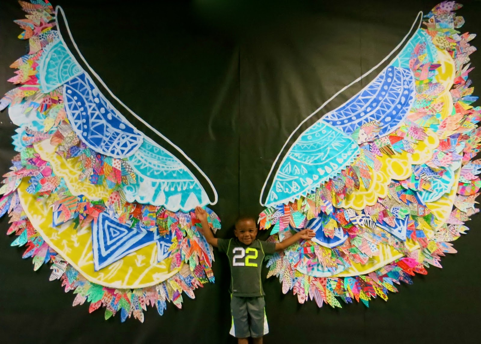 Cassie Stephens: In The Art Room: Kelsey Montague-Inspired Mural with Feather Wings Mural Template