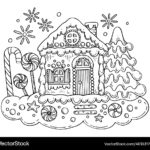 Christmas Gingerbread House Coloring Page – Lizenzfreie In Gingerbread House Colouring Template