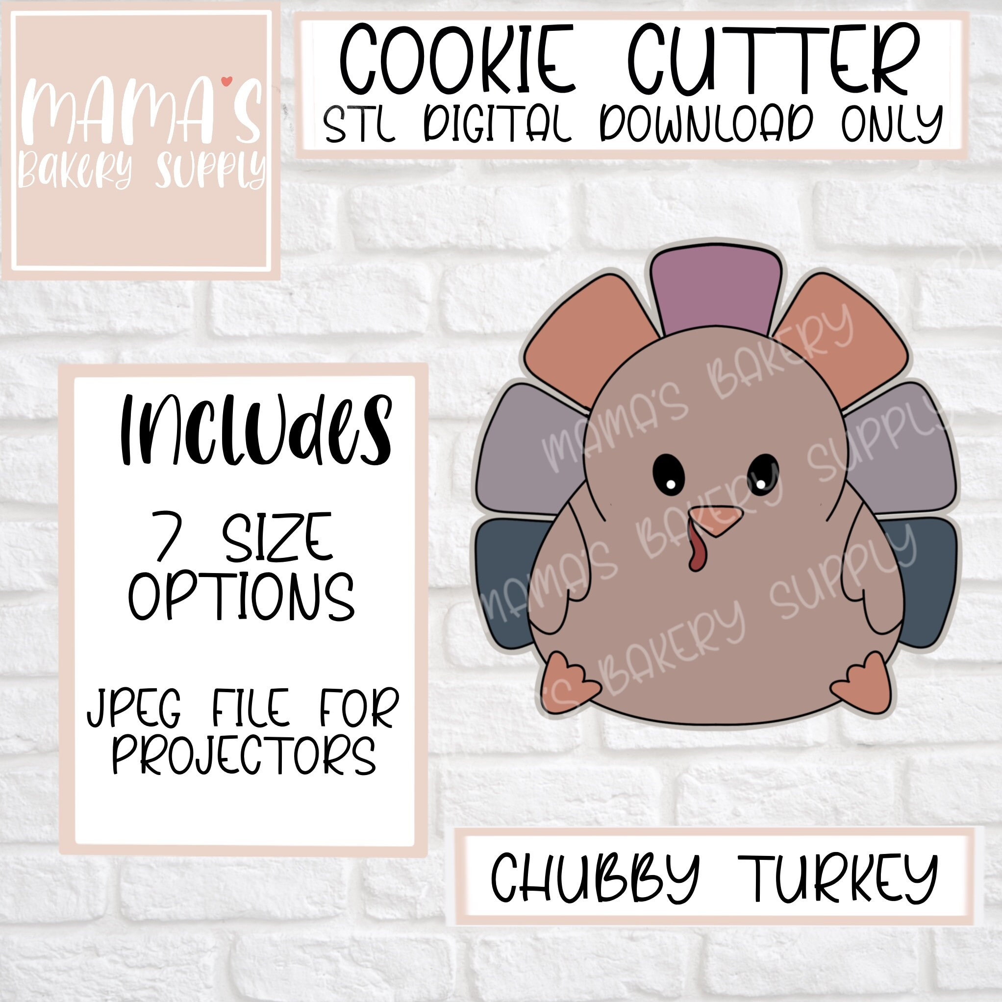 Chubby Turkey Plaque Cookie Cutter Stl File Digital Download - Etsy Uk for Turkey Cookie Cutter Template